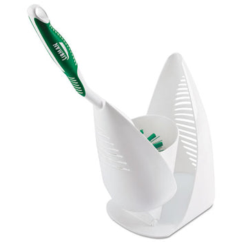 Libman Commercial Premium Angled Toilet Bowl Brush And Caddy, White-green, 4-carton freeshipping - TVN Wholesale